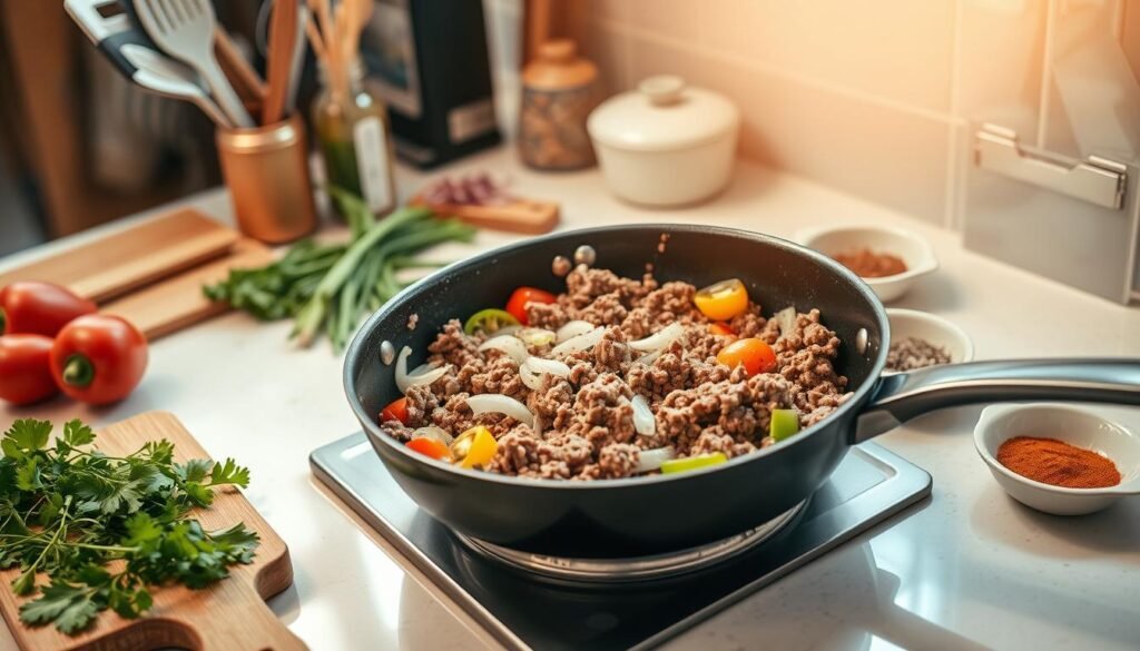 Ground Beef Skillet Meal Preparation